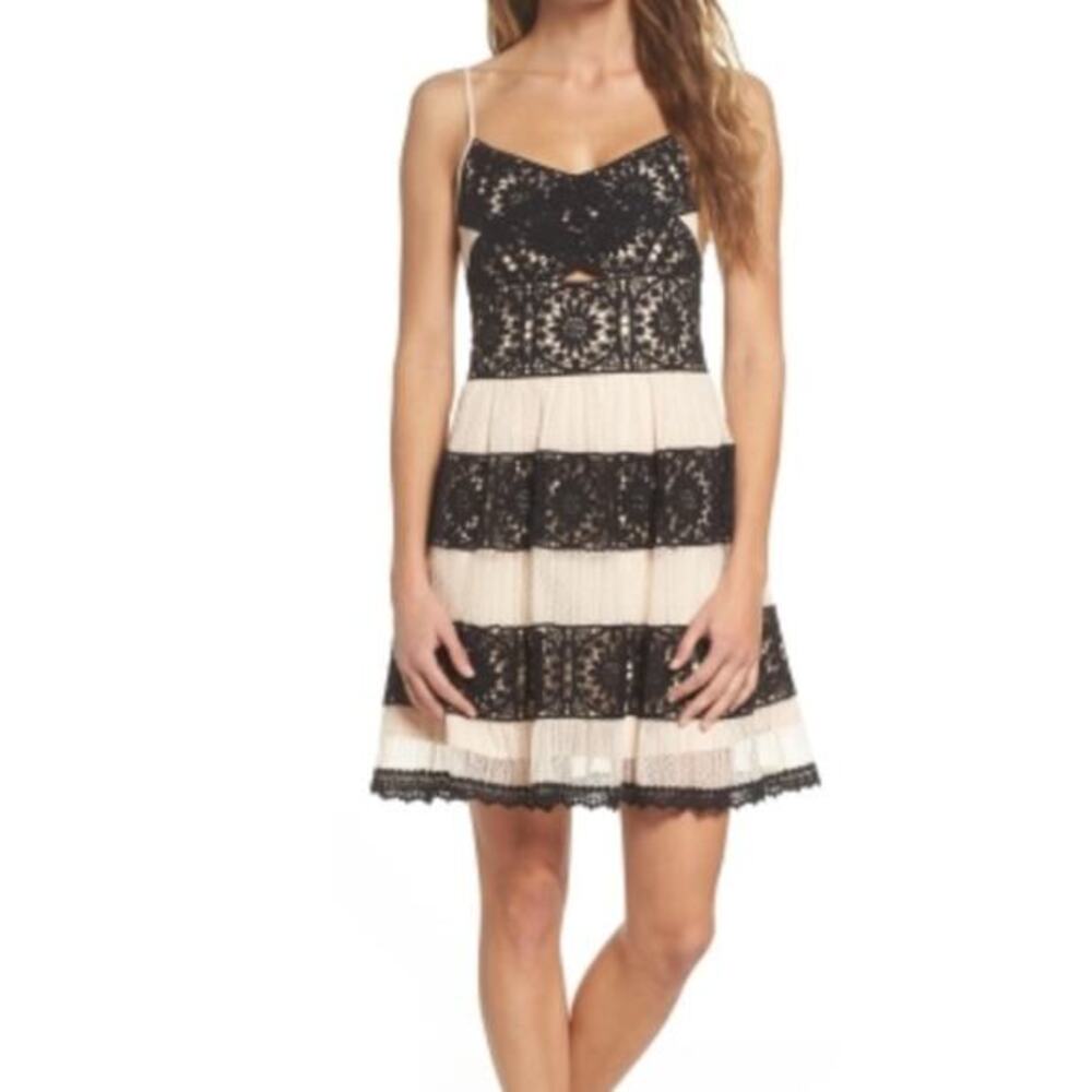 Foxiedox Ophelia Lace Dress | Black & Nude Fit + Flare Anthro